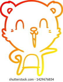 warme Farbverlauf-Linienzeichnung eines glücklichen Cartoon-Bären