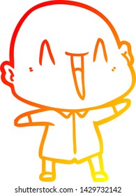 dibujo de línea de gradiente cálido de un hombre calvo de dibujos animados
