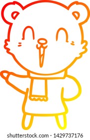 warm gradient line drawing of a happy cartoon polar bear