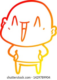 warm gradient line drawing of a happy cartoon bald man