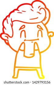 warm gradient line drawing of a happy cartoon man