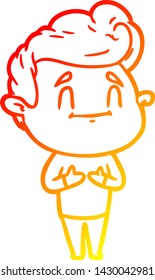 dibujo de línea de gradiente cálido de un hombre de caricatura feliz