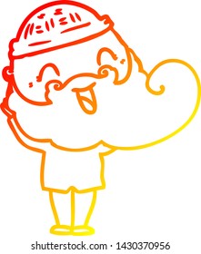 desenho de linha gradiente quente de um homem barbudo feliz