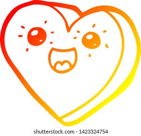 warm gradient line drawing of a heart cartoon character