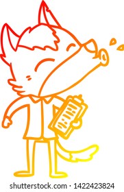 warm gradient line drawing of a howling office wolf cartoon