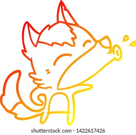 warm gradient line drawing of a howling wolf cartoon