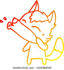 warm gradient line drawing of a howling wolf cartoon