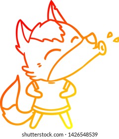 warm gradient line drawing of a howling wolf cartoon