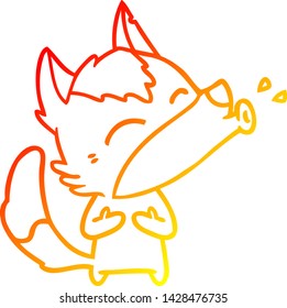 warm gradient line drawing of a howling wolf cartoon
