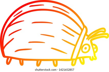 warm gradient line drawing of a huge cartoon bug