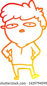 warm gradient line drawing of a impatient man