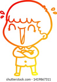 warm gradient line drawing of a laughing cartoon man