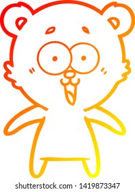 warm gradient line drawing of a laughing teddy  bear cartoon