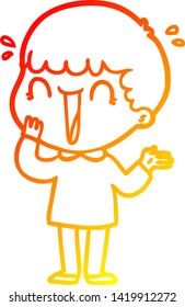 warm gradient line drawing of a laughing cartoon man