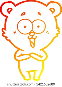 warm gradient line drawing of a laughing teddy  bear cartoon