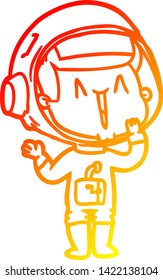 warm gradient line drawing of a laughing cartoon astronaut