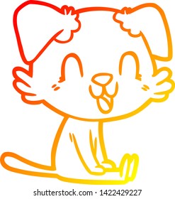 desenho de linha gradiente quente de um cachorro de desenho animado rindo