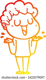 dibujo de línea de gradiente cálido de un caricaturista riéndose