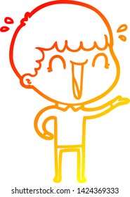 dibujo de línea de gradiente cálido de un caricaturista riéndose
