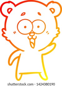warm gradient line drawing of a laughing teddy  bear cartoon