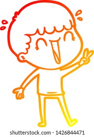 warm gradient line drawing of a laughing cartoon man