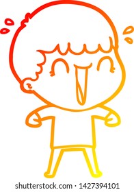 dibujo de línea de gradiente cálido de un caricaturista riéndose