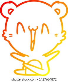 dibujo de línea de gradiente cálido de una caricatura de oso polar risible