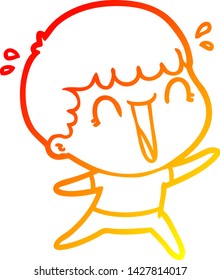 warm gradient line drawing of a laughing cartoon man