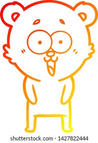 warm gradient line drawing of a laughing teddy  bear cartoon