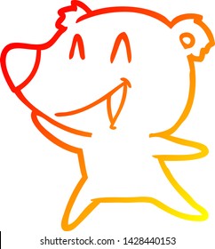 warm gradient line drawing of a laughing polar bear cartoon