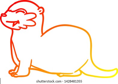 warm gradient line drawing of a laughing otter cartoon