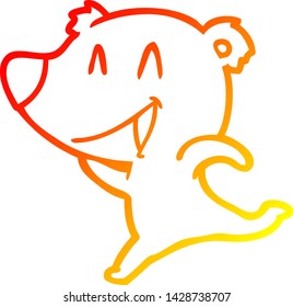 dibujo de línea de gradiente cálido de una caricatura de oso risible