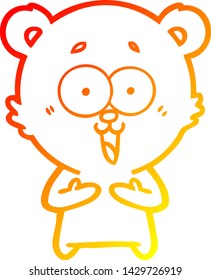 warm gradient line drawing of a laughing teddy  bear cartoon