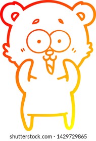 warm gradient line drawing of a laughing teddy  bear cartoon