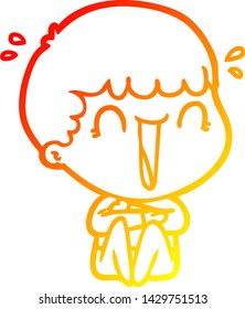 warm gradient line drawing of a laughing cartoon man