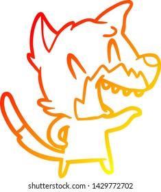 warm gradient line drawing of a laughing fox cartoon