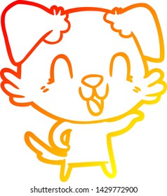 warm gradient line drawing of a laughing cartoon dog