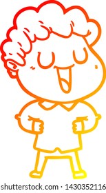 warm gradient line drawing of a laughing cartoon man