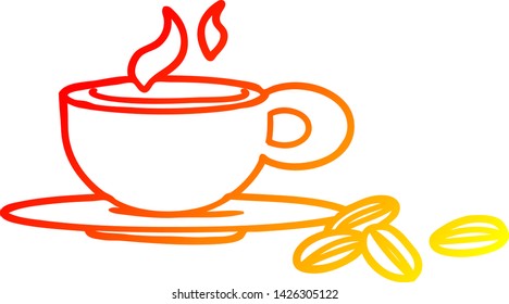 warm gradient line drawing of a a lovely cup of coffee