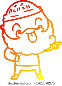 warm gradient line drawing of a man with beard sticking out tongue