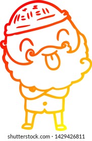 warm gradient line drawing of a man with beard sticking out tongue