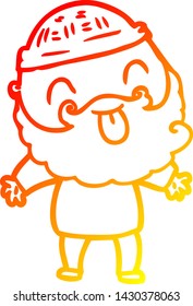 warm gradient line drawing of a man with beard sticking out tongue