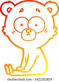 warm gradient line drawing of a nervous polar bear cartoon