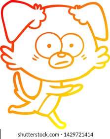 warm gradient line drawing of a nervous dog cartoon