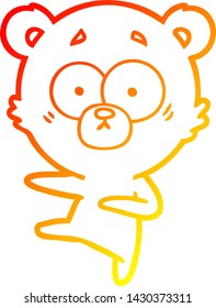 warm gradient line drawing of a nervous dancing bear cartoon