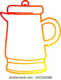 dibujo de líneas de gradiente cálido de un viejo hervidor de metal