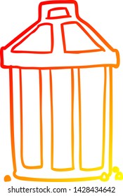 warm gradient line drawing of a old metal garbage can