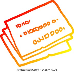 dibujo de línea de degradado cálido de una caricatura de tarjetas de crédito antigua