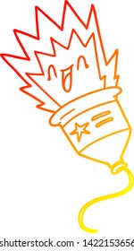 dibujo de línea de degradado cálido de una caricatura de popper de un partido