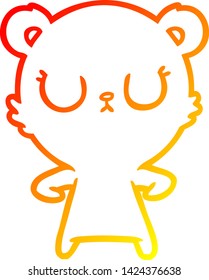 warm gradient line drawing of a peaceful cartoon bear cub
